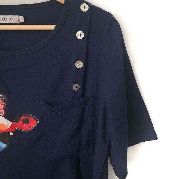 Misslook Giraffe Print Blue Blouse in Large - Picture 4 of 8